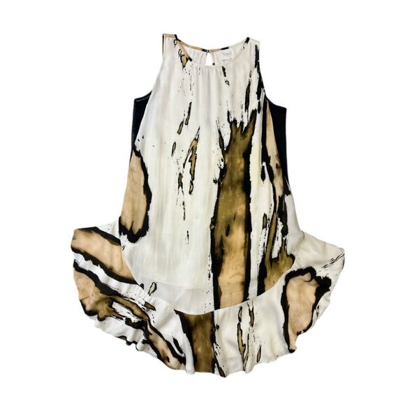 TRYB Dress Sleeveless Ruffle Hem Mesh Sides Women's sz 2 Boho - Picture 9 of 16